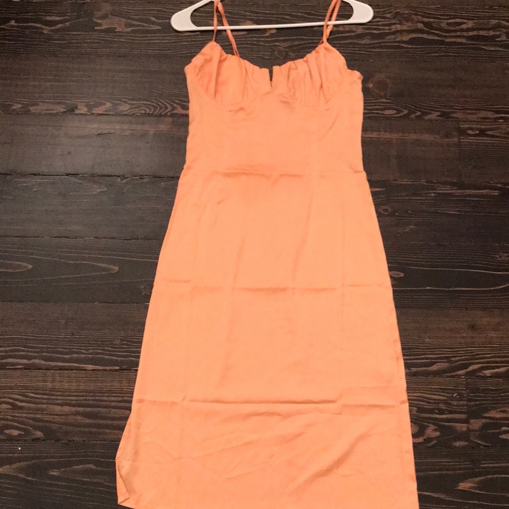 Forever 21 peach satin side-slit midi dress. Never worn